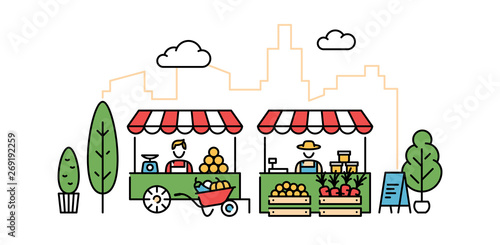 Vector Farmers Market Stall Illustration
