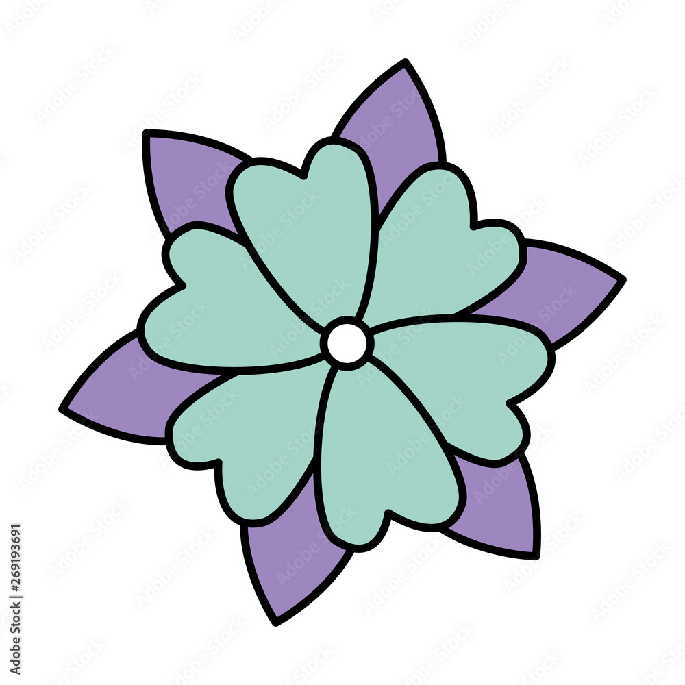 beautiful flower with leafs decorative icon beautiful flower with leafs decorative icon
