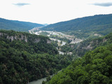 beautiful landscape overlooking the river valley in the mountains