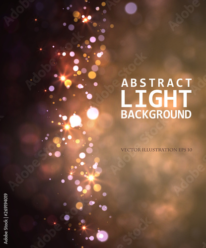 Festive light background with bokeh and stars