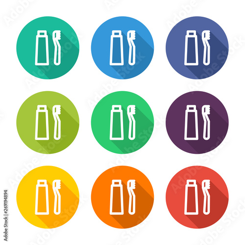 Illustration icon for brushes & toothpastes with several color alternatives