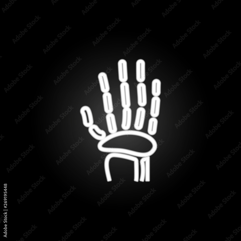Hand bones, organ neon icon. Elements of human organ set. Simple icon for websites, web design, mobile app, info graphics Hand bones, organ neon icon. Elements of human organ set. Simple icon for websites, web design, mobile app, info graphics