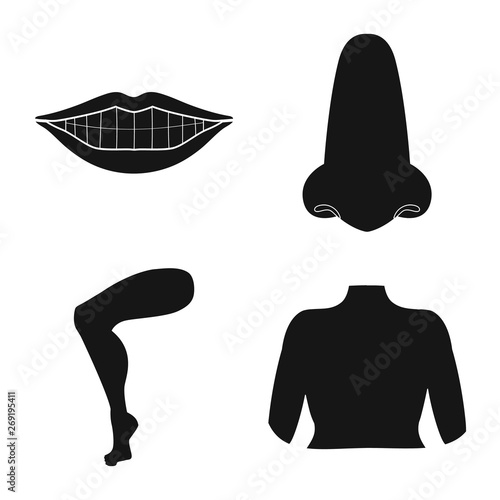 Isolated object of body and part symbol. Set of body and anatomy vector icon for stock.