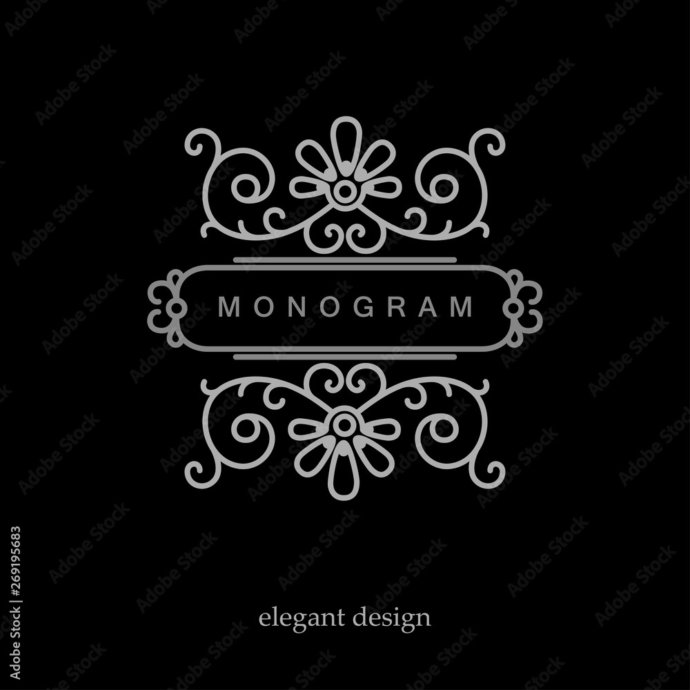 Stylish elegant monogram, mono line art design logo