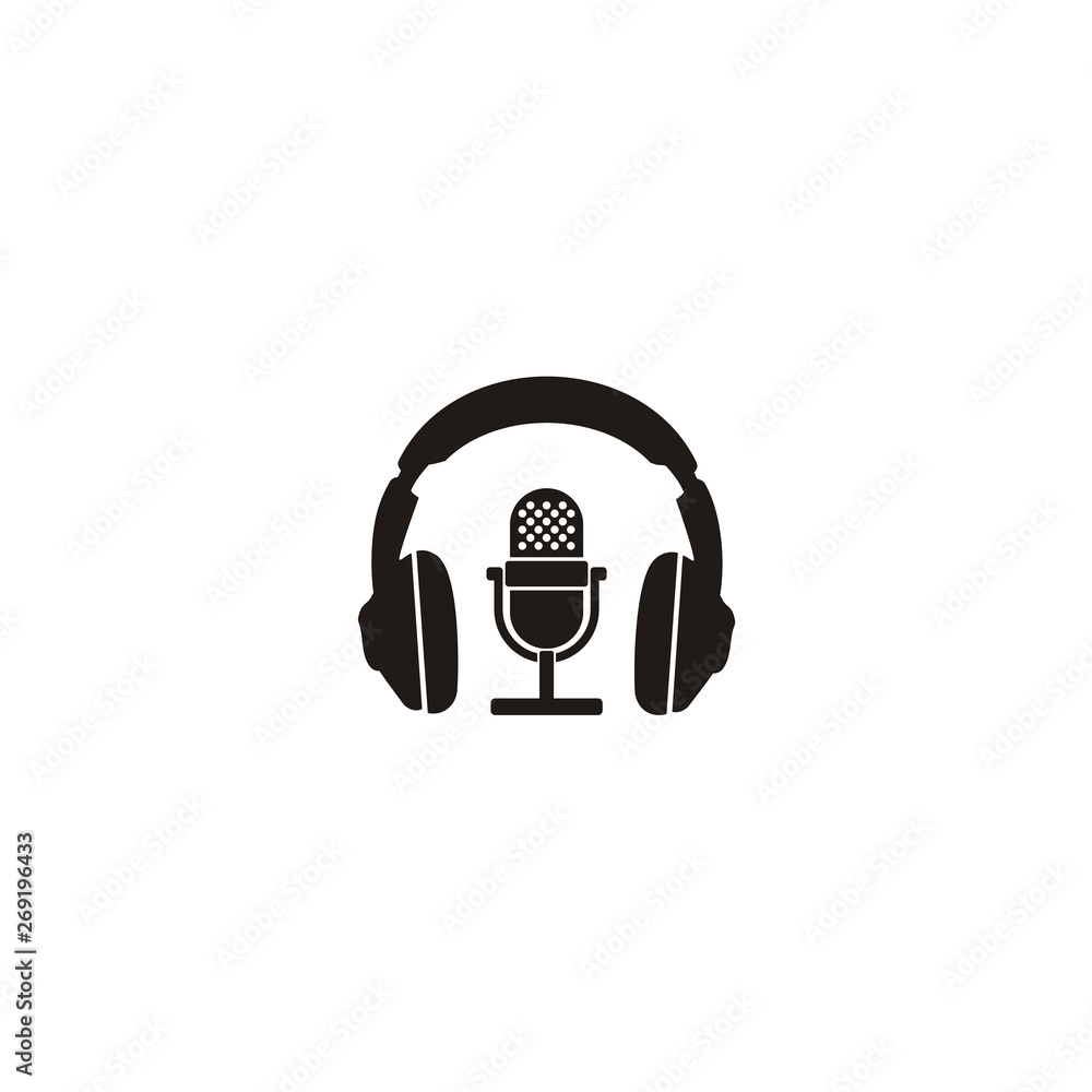 Vecteur Stock Simple Podcast / Radio Logo design using Microphone and  Headphone icon | Adobe Stock