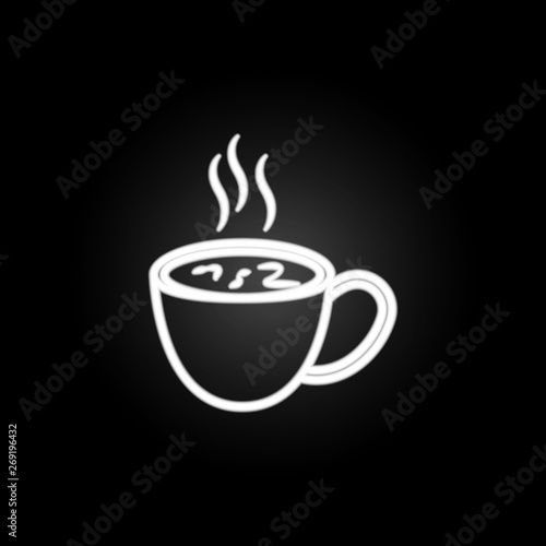 Cup of tea, hot beverage,  cup neon icon. Elements of kitchen utencils set. Simple icon for websites, web design, mobile app, info graphics