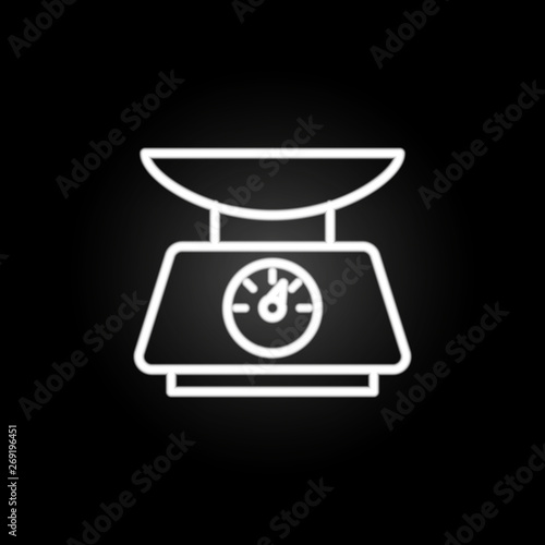 Food scale, kitchen weighing neon icon. Elements of kitchen utencils set. Simple icon for websites, web design, mobile app, info graphics