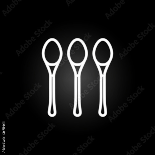 Cutlery, kitchen utensils, spoons neon icon. Elements of kitchen utencils set. Simple icon for websites, web design, mobile app, info graphics