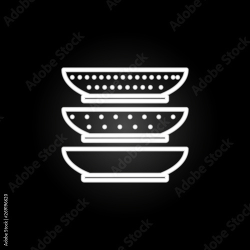 Plates, dinner plate, dinnerware neon icon. Elements of kitchen utencils set. Simple icon for websites, web design, mobile app, info graphics