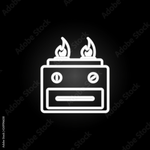 Burner oven, cooking range, gas range & stove neon icon. Elements of kitchen utencils set. Simple icon for websites, web design, mobile app, info graphics