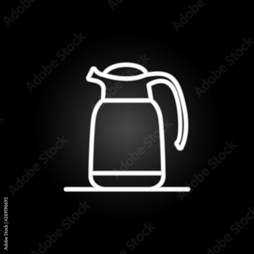 Kettle, liquid container, teapot neon icon. Elements of kitchen utencils set. Simple icon for websites, web design, mobile app, info graphics