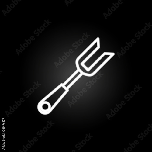 Carving fork, cookware, cutlery, fork for meat neon icon. Elements of kitchen utencils set. Simple icon for websites, web design, mobile app, info graphics