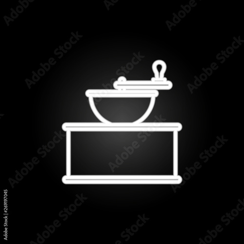 Burr mill, coffee grinder neon icon. Elements of kitchen utencils set. Simple icon for websites, web design, mobile app, info graphics
