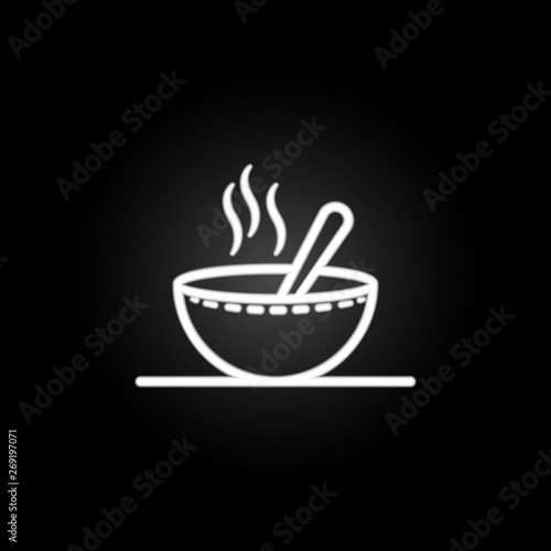 Hot meal, soup, bowl neon icon. Elements of kitchen utencils set. Simple icon for websites, web design, mobile app, info graphics