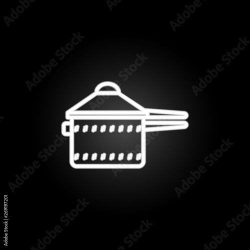 Cooker, cooking pot, pressure cooker neon icon. Elements of kitchen utencils set. Simple icon for websites, web design, mobile app, info graphics