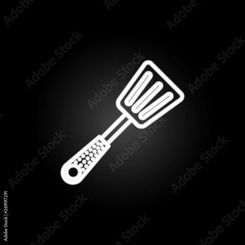 Cooking spoon, kitchen turner, slotted turner neon icon. Elements of kitchen utencils set. Simple icon for websites, web design, mobile app, info graphics