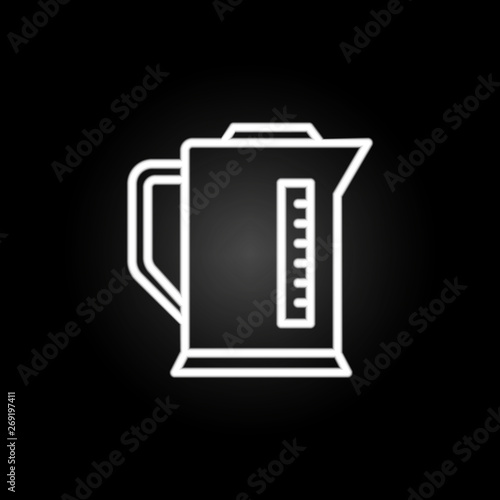 Boiling vessel, electric appliance, tea kettle neon icon. Elements of kitchen utencils set. Simple icon for websites, web design, mobile app, info graphics