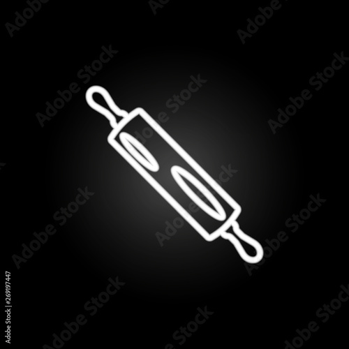 Bread roller, dough roller, rolling pin neon icon. Elements of kitchen utencils set. Simple icon for websites, web design, mobile app, info graphics
