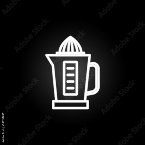Electric juicer, juice extractor, machine neon icon. Elements of kitchen utencils set. Simple icon for websites, web design, mobile app, info graphics
