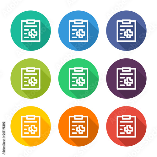 Illustration icons for medical records with several color alternatives © adresiastock
