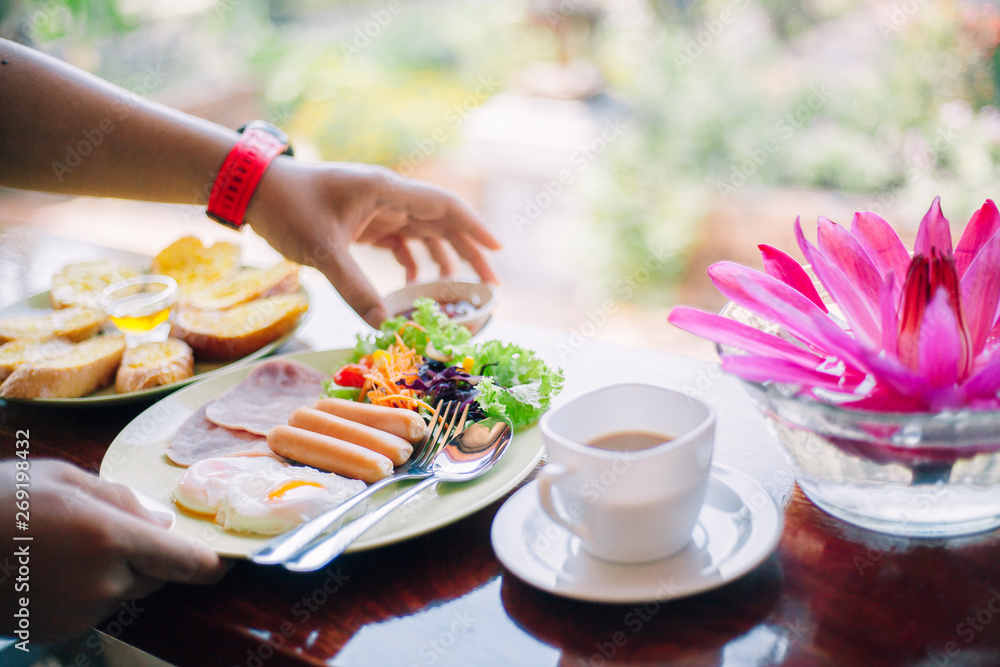 Delicious breakfast on the table