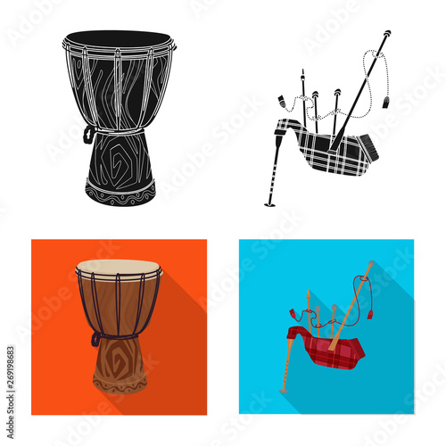 Vector design of music and tune logo. Set of music and tool stock symbol for web.