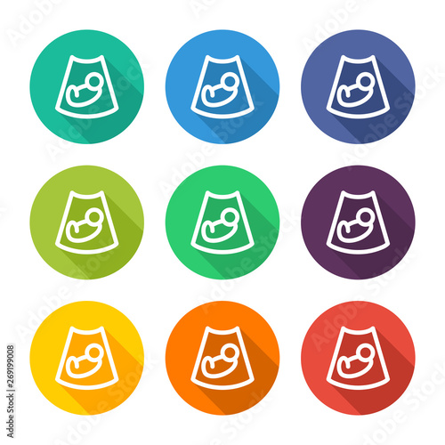 Illustration icon for medical ultrasonography with several color alternatives.