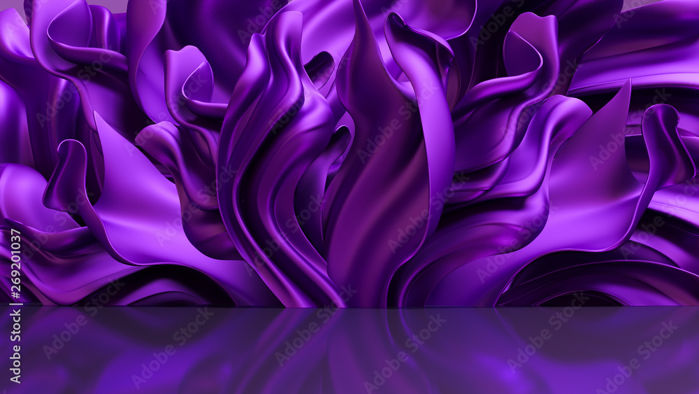 Fototapeta premium Luxury elegant background with silk drapery. 3d illustration, 3d rendering.