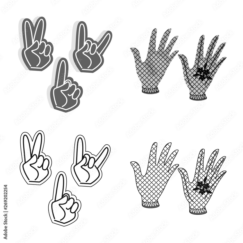 Fototapeta premium Vector illustration of silhouette and safety sign. Set of silhouette and comfort stock symbol for web.