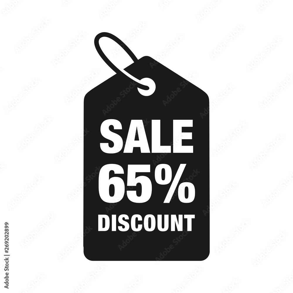 65% discount label symbols vector