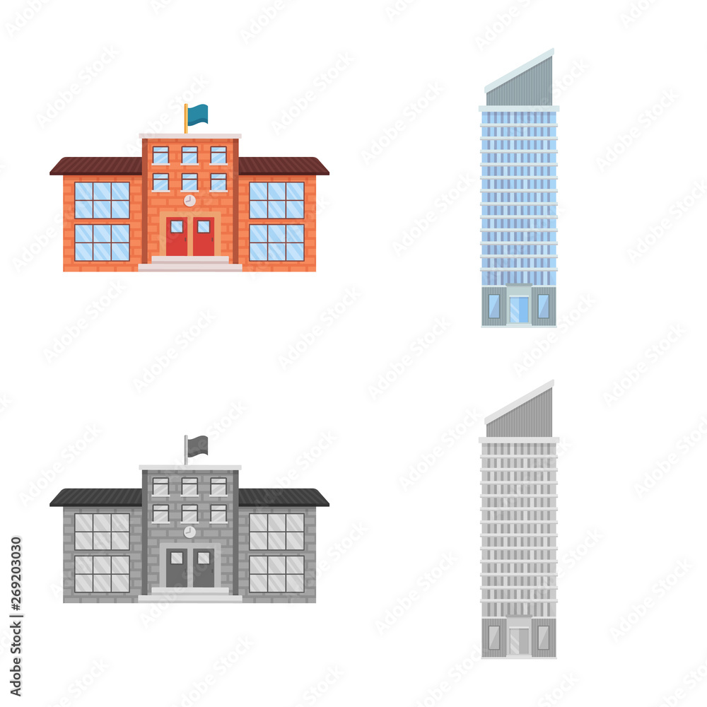 Vector design of municipal and center icon. Collection of municipal and estate   stock vector illustration.