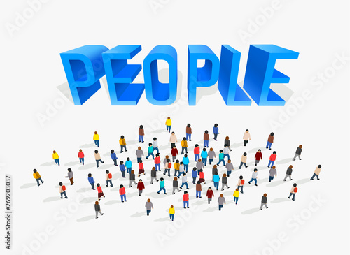 Big people crowd on white background. Vector