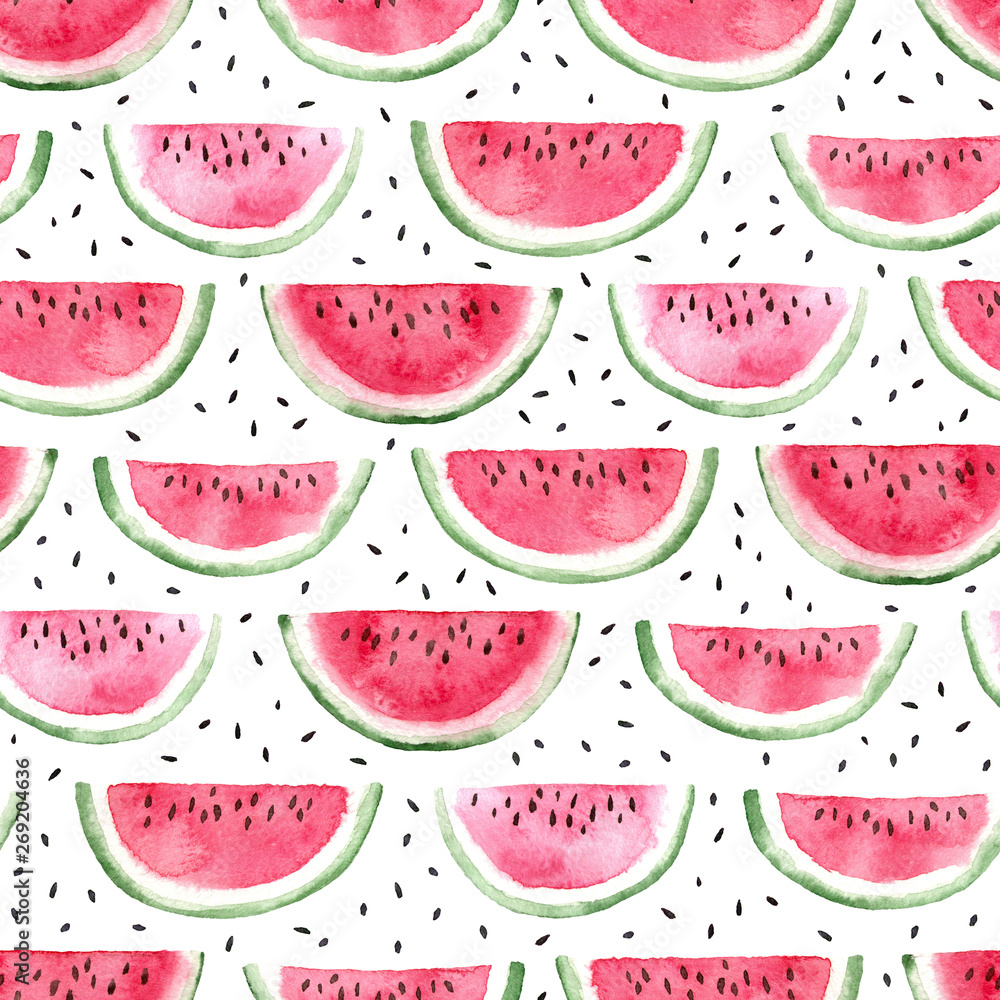 watermelon slice with seeds. watercolor seamless pattern watermelon slice with seeds. watercolor seamless pattern