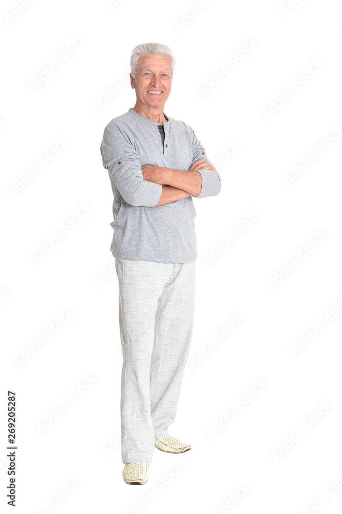 Senior man posing isolated on white background, full length Senior man posing isolated on white background, full length