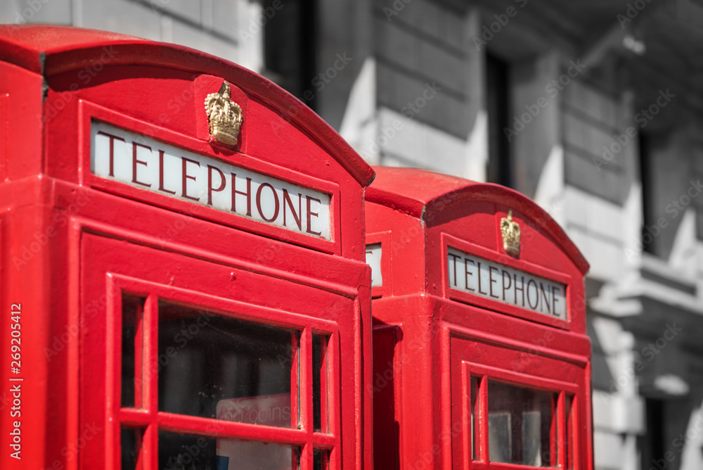 London, famous traditional red telephone box. United kingdom London, famous traditional red telephone box. United kingdom