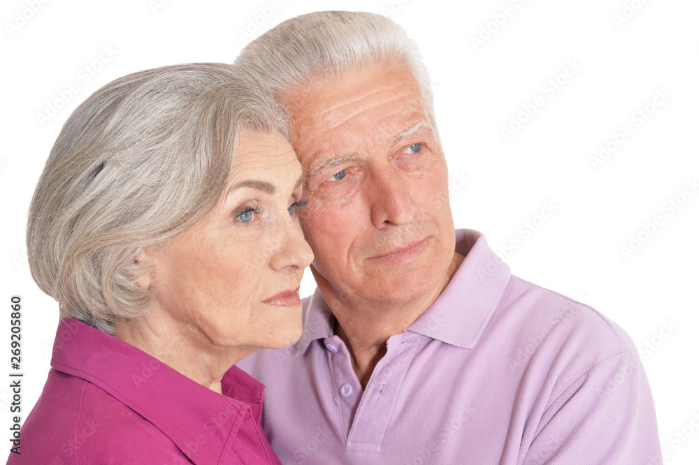 Sad senior couple isolated on white background Sad senior couple isolated on white background