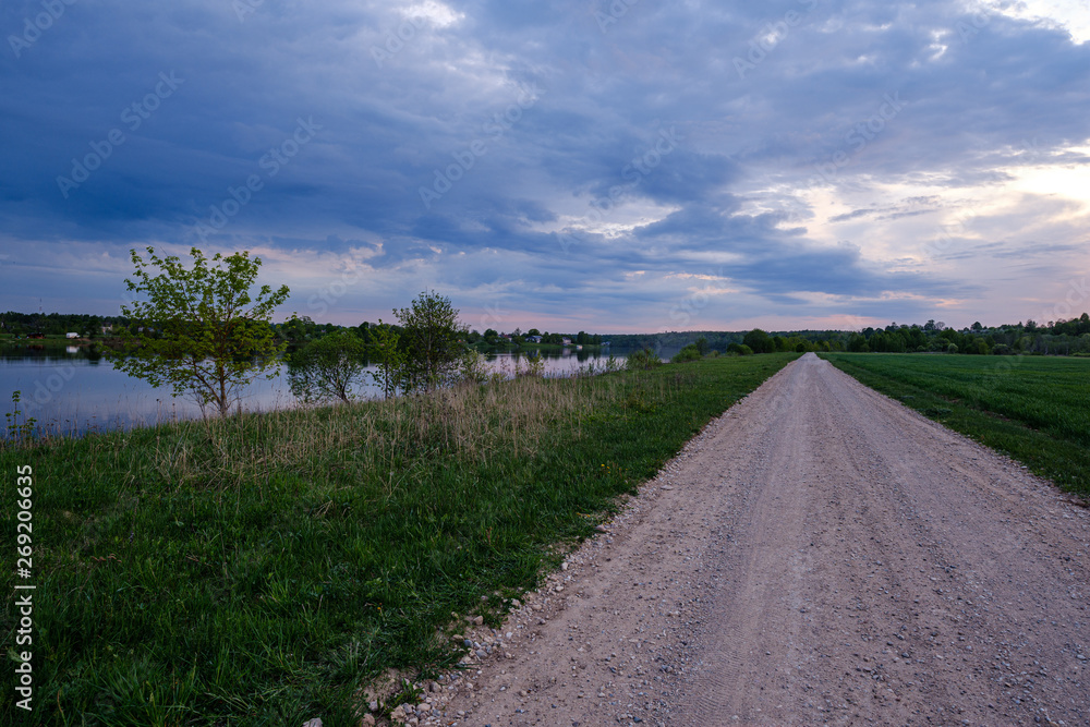 dirty gravel countryside gravel road in summer dirty gravel countryside gravel road in summer