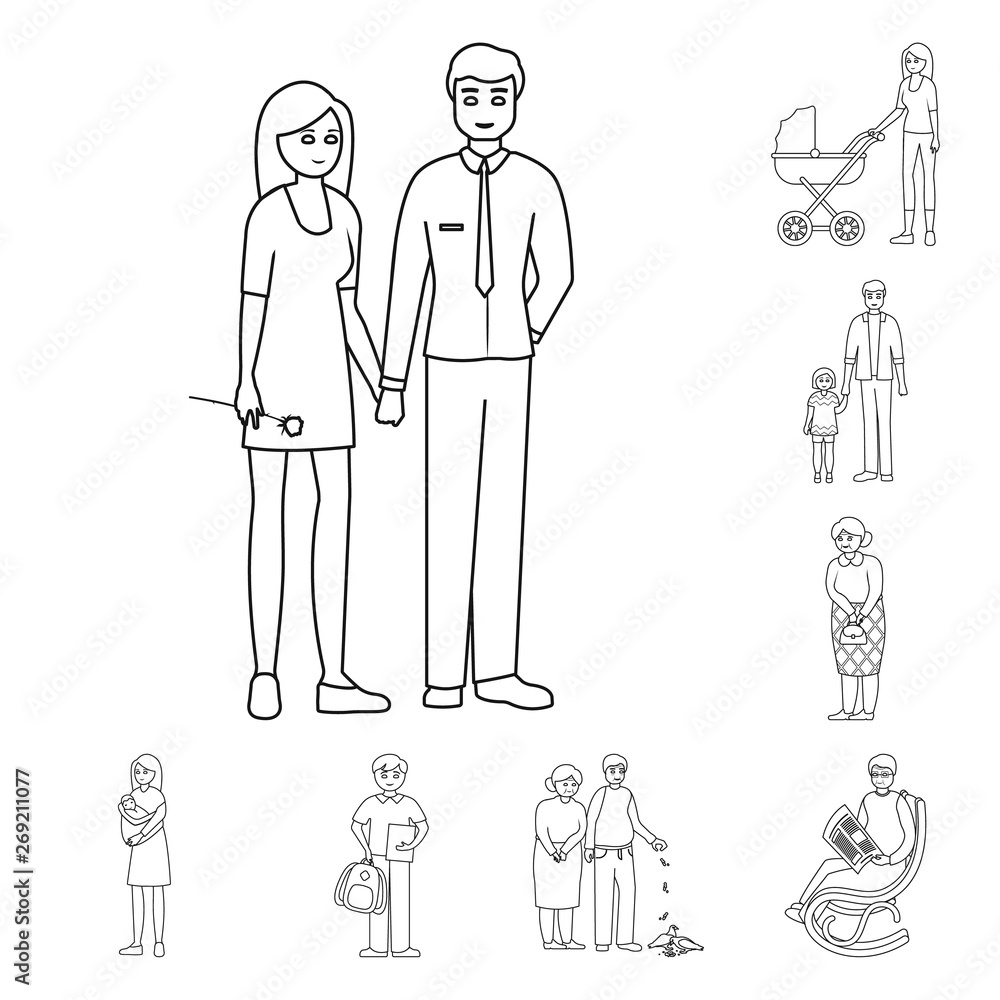 Isolated object of happy and character sign. Set of happy and portrait stock vector illustration. Isolated object of happy and character sign. Set of happy and portrait stock vector illustration.