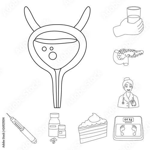 Isolated object of mellitus and diabetes logo. Collection of mellitus and diet stock symbol for web.