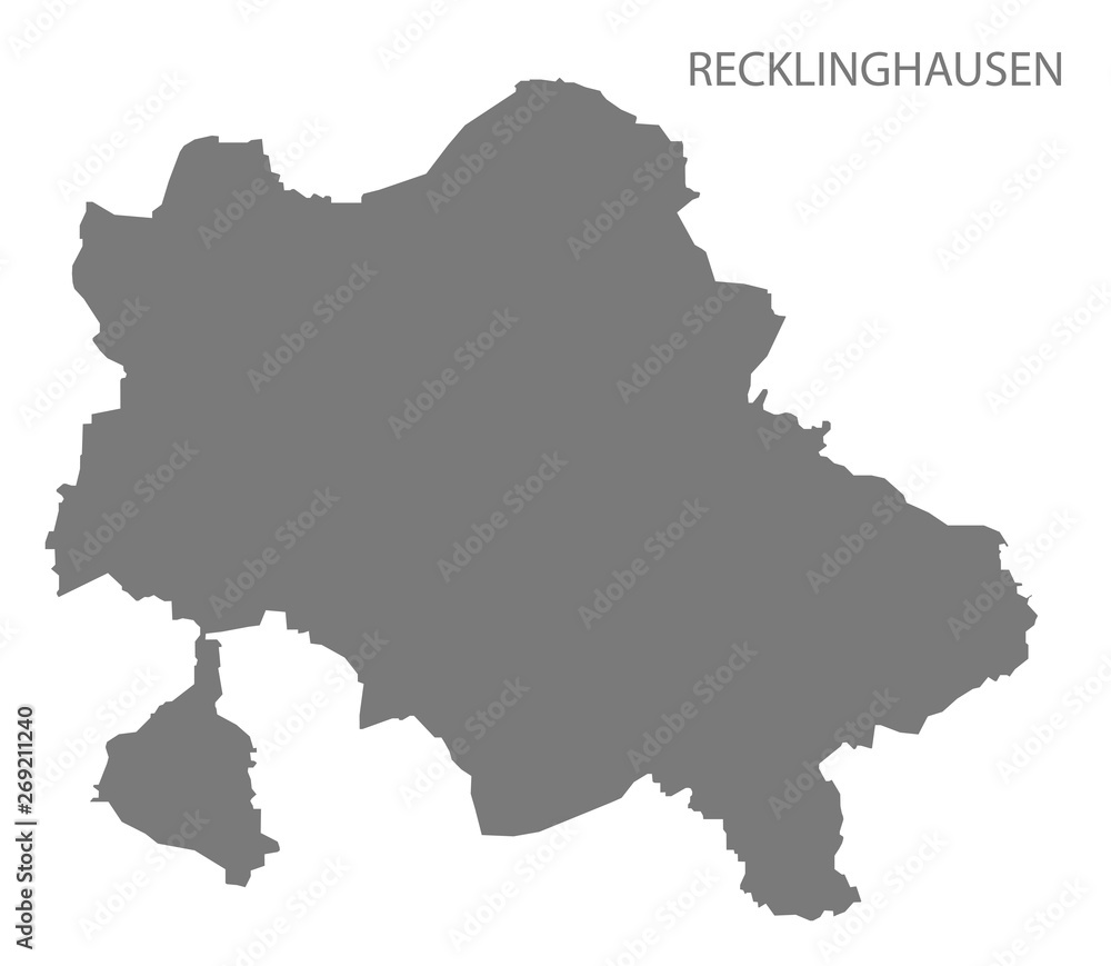 Recklinghausen grey county map of North Rhine-Westphalia DE