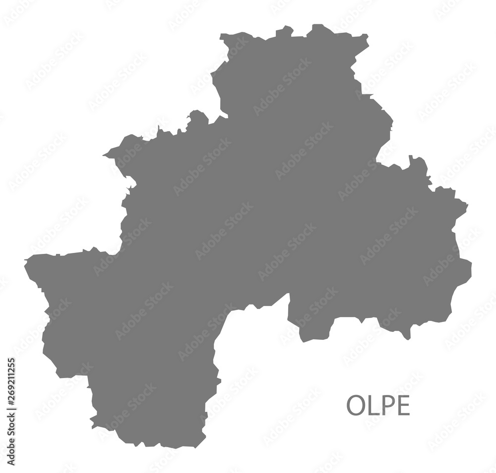 Olpe grey county map of North Rhine-Westphalia DE