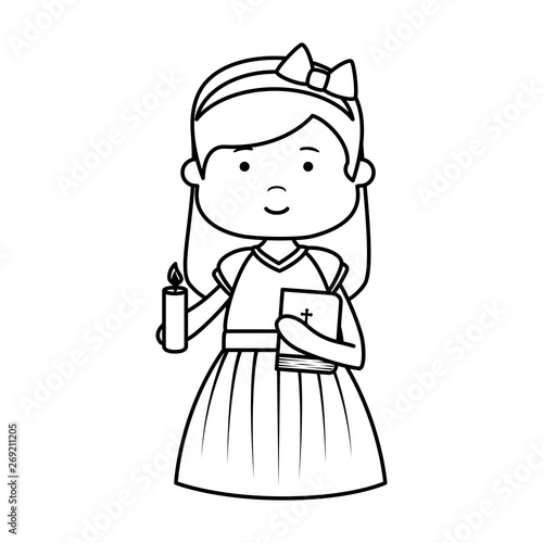 little girl with holy bible first communion character