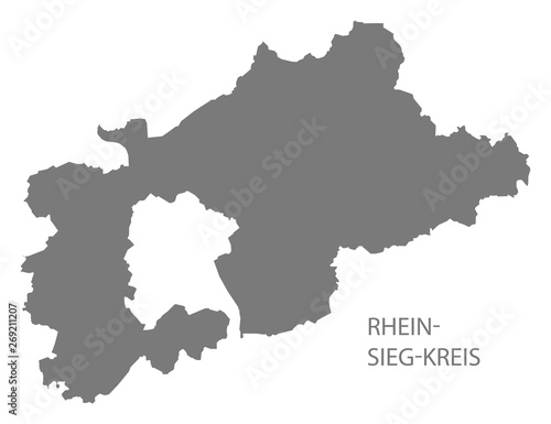Rhein-Sieg-Kreis grey county map of North Rhine-Westphalia DE