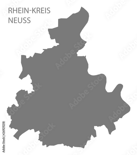 Rhein-Kreis Neuss grey county map of North Rhine-Westphalia DE
