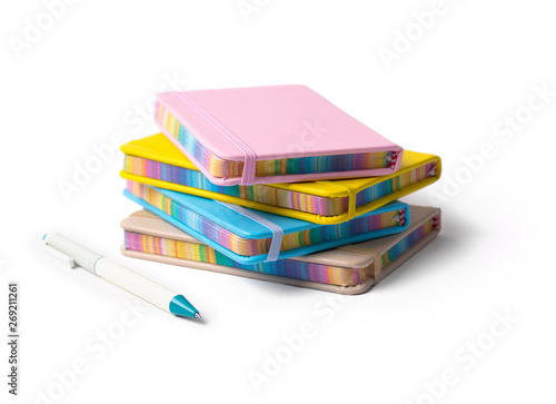 Wallpaper Mural Colorful notebooks with pen isolated on white background. Back to school concept. Torontodigital.ca