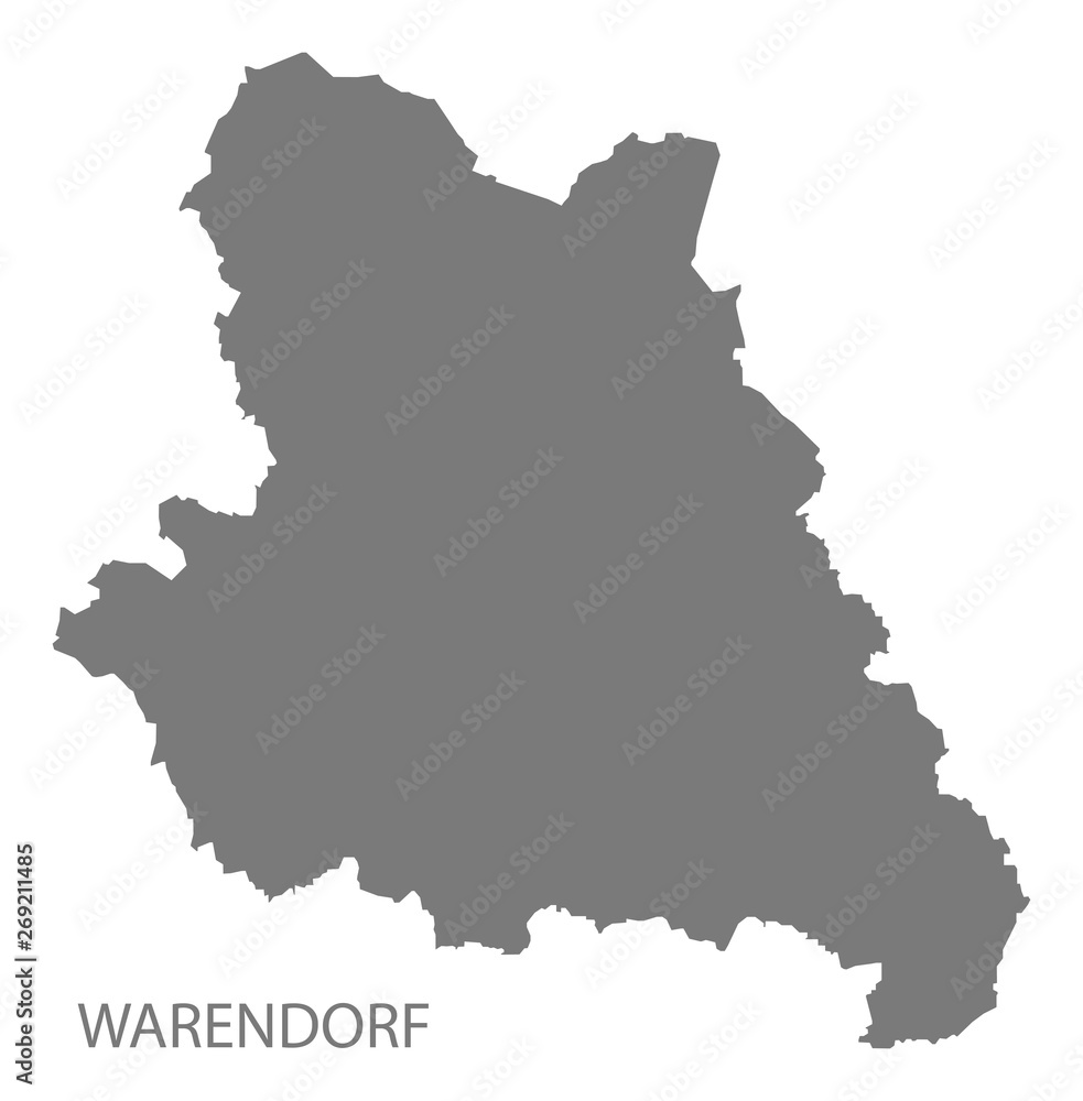 Warendorf grey county map of North Rhine-Westphalia DE