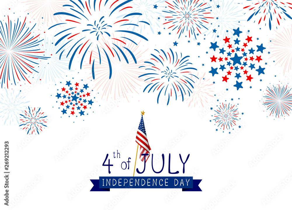 4th of july USA Independence day design of fireworks on white background vector illustration 4th of july USA Independence day design of fireworks on white background vector illustration
