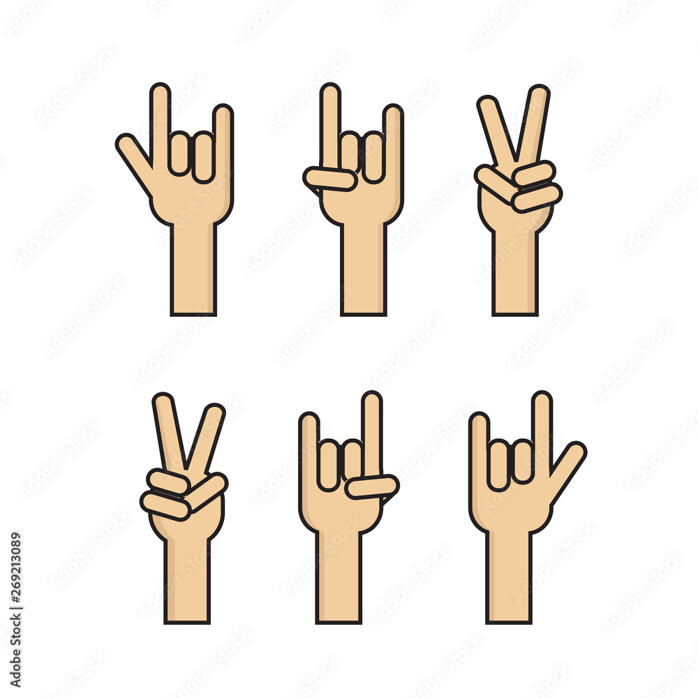 Vector of hands sign icons set Vector of hands sign icons set