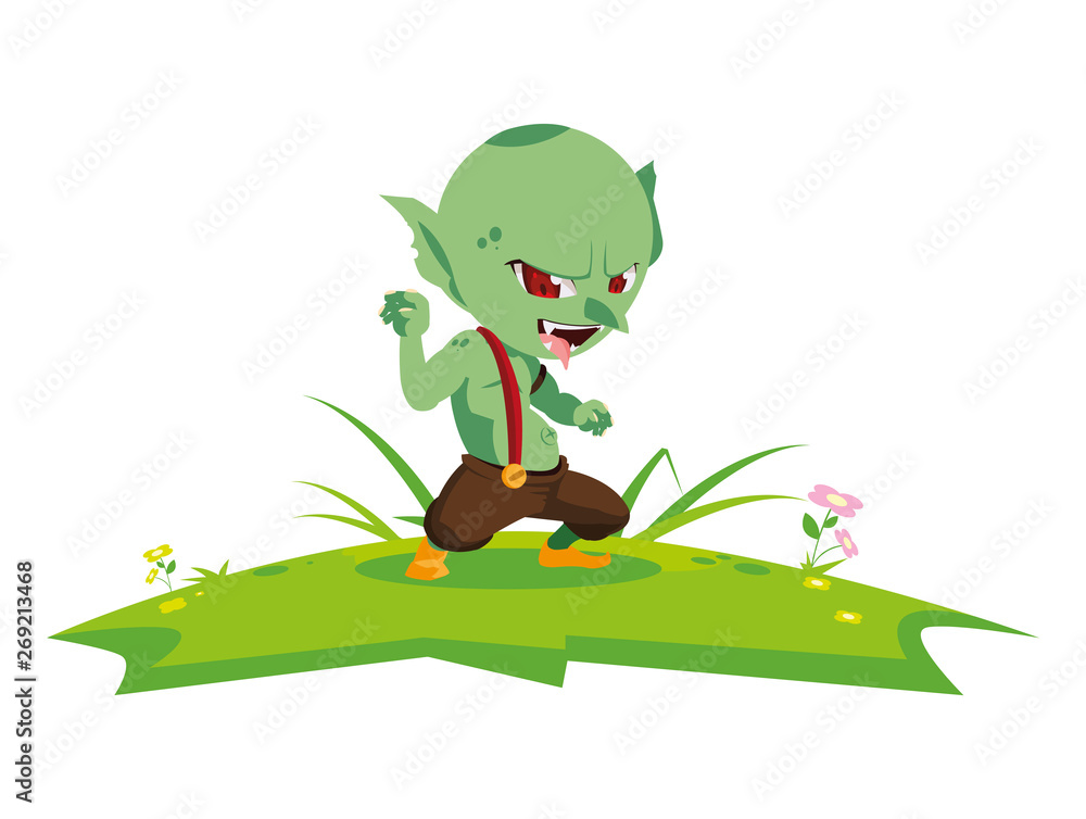 Fototapeta premium ugly troll in the camp magic character