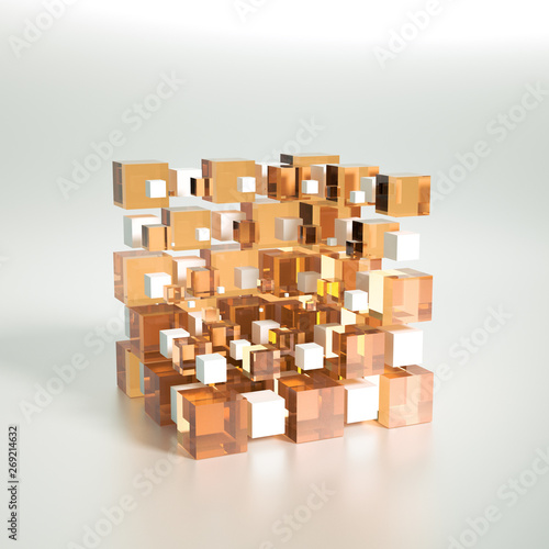 Abstract background with cube. 3d illustration  3d rendering.